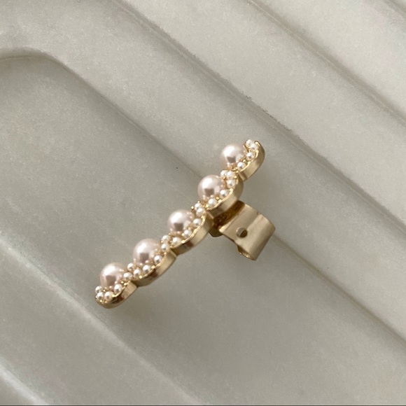 Gold Pearl Ear Climber Earring - Picture 3 of 5